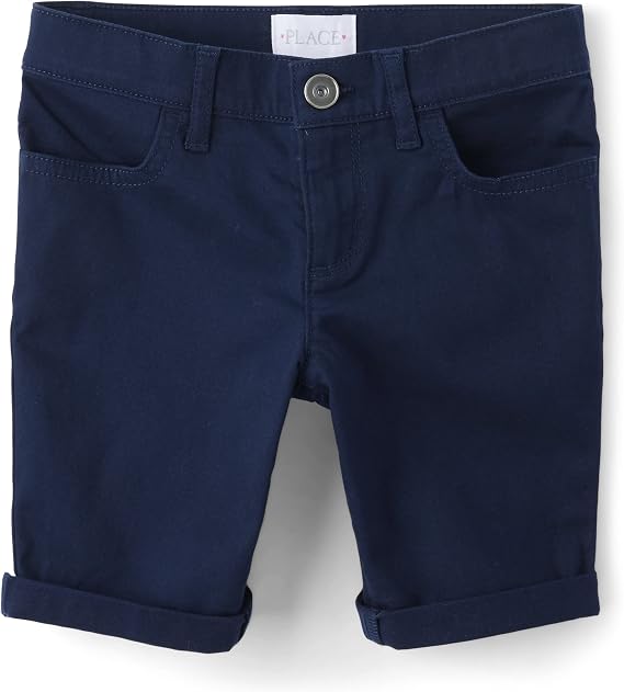 The Children's Place Girls' Roll Cuff Twill Skimmer Shorts