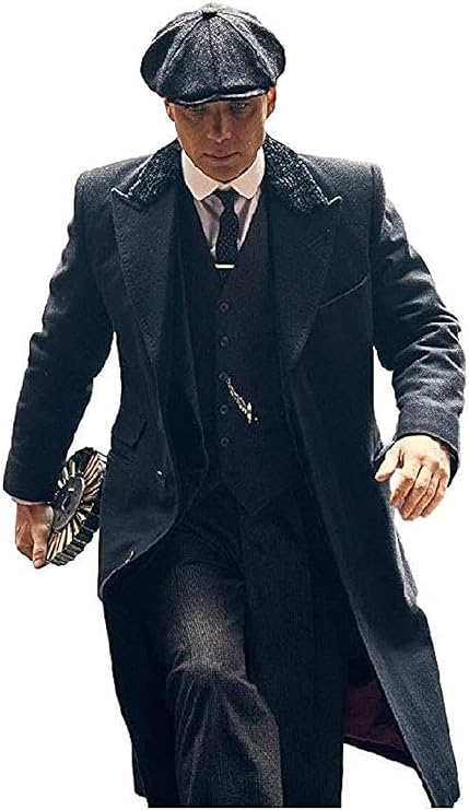 Men's Peaky Blinders Thomas Shelby Black Wool Long Fashion Trench Coat