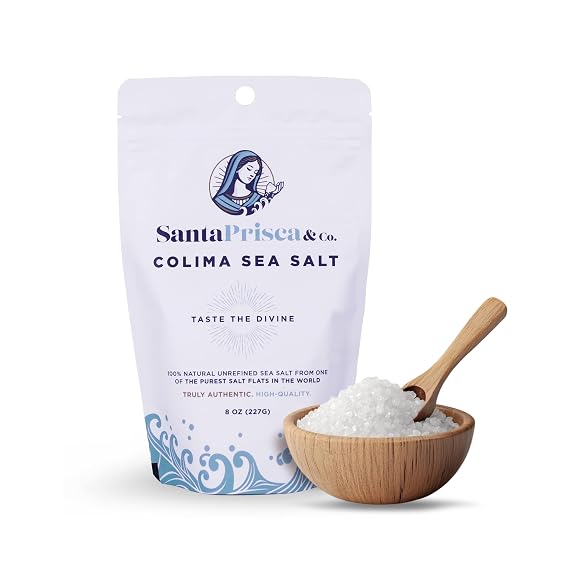 Santa Prisca & Co. Premium Colima Sea Salt Hand-Harvested, Unrefined Mexican Sea Salt Crystals | Gourmet Finishing Salt for Cooking, Grilling & Everyday Use | Mineral-Rich, Small Batch, 8 oz