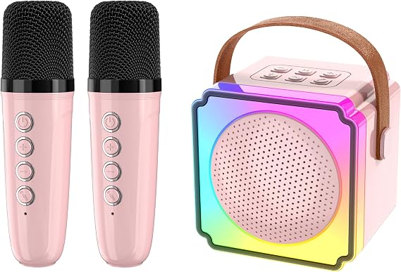 EFAILY Mini Bluetooth Karaoke Machine for Kids Adults, Pink
