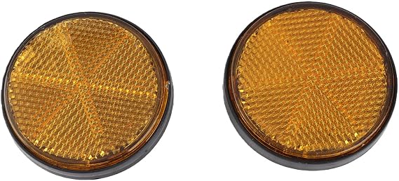 2 Pcs Round Reflector Universal Motorcycle Bike Yellow Reflector