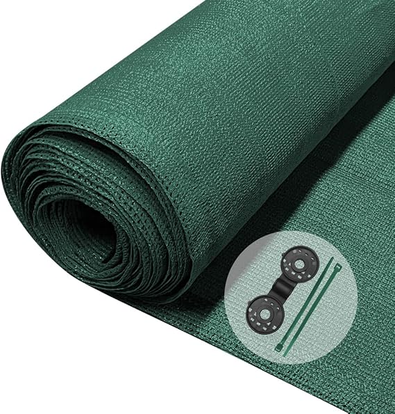 VOUNOT Fence Screen 1.5 x 10 m Privacy Fence 150 g/m² HDPE Shade Net Wind Protection UV-Resistant Tear-Resistant 85% Shading Degree with Holes and Cable Ties Green