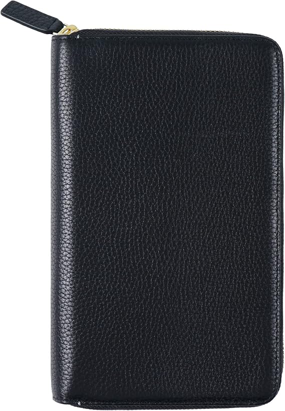 Moterm Zippered Leather Cover for Weeks - Fits Hobonichi Weeks and Weeks Mega Notebook Planners (Pebbled-Black)