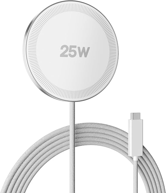 MagSafe 25W Wireless Charger for Apple Magnetic Fast Charging Pad | Compatible for iPhone 17 17e 16 16e 15 14 13 12 Pro Max - AirPods-Slim Portable for Travel Bedside Office - 1 Pack, White