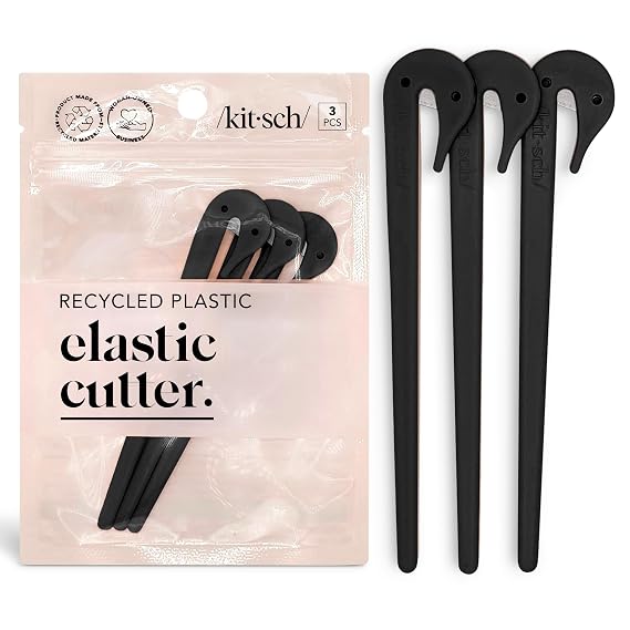Kitsch Elastic Hair Tie Cutter Tool - Black, 3pc Set | No Pull Hair Ties No Damage & Easy Removal of Hair Rubber Bands, Hair Elastics, Toddler Hair Ties Hair Braiding Tools
