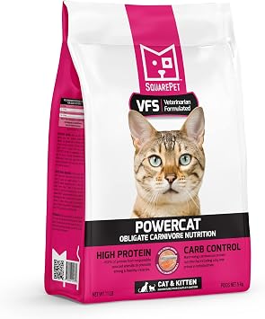 SquarePet - VFS PowercatTM Herring & Salmon Feline, High Meat, Ultra Low Carbohydrate Diet 4.4lbs