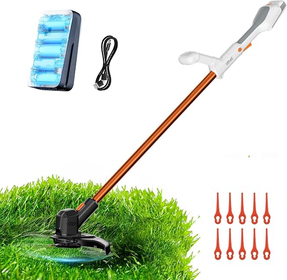 Litheli Akku Rasentrimmer 20V 25cm Rasentrimmer mit Akku und Leistungsstarkem Motor 2.0 Ah Akku Geeignet für Gartenrasen und Außenschnitt Rasentrimmer