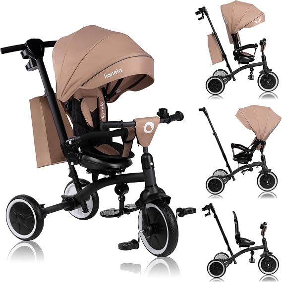 LIONELO Tris Plus 2-in-1 Tricycle and Pushchair from 9 Months | Up to 25 kg, 360° Reversible Seat, Parent Steering Handle, Free-Wheel Function, Footrest and Cup Holder