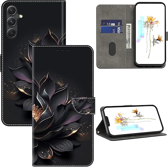 ALILANG for Samsung Galaxy A36 5G/ Galaxy A56 5G Phone Case with Credit Card Holder, Flip Book PU Leather Protective Magnetic Cover for Galaxy A36 Case -Purple Lotus