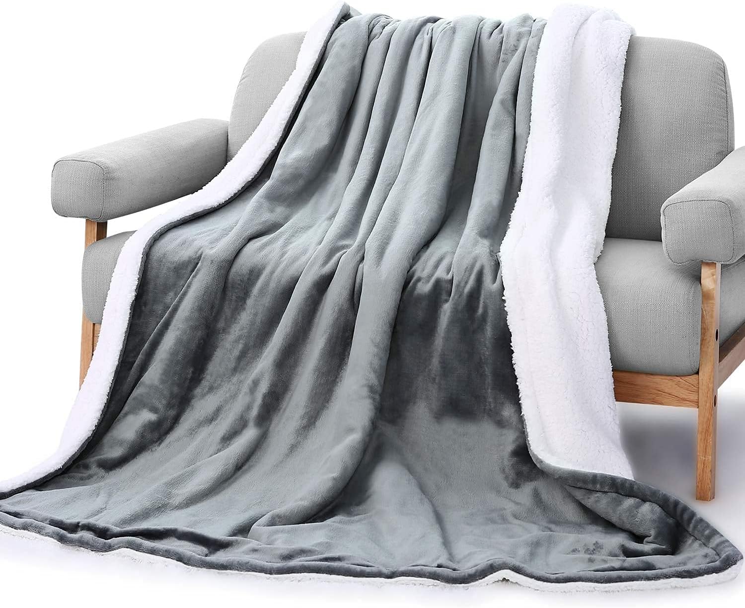 Electric Heated Blanket Soft Flannel Oversized 130 x 180cm with 6 Heating Settings & 6 Hours Auto-Off Timer & Overheating Protection, Machine Washable, Home Office Use - Grey