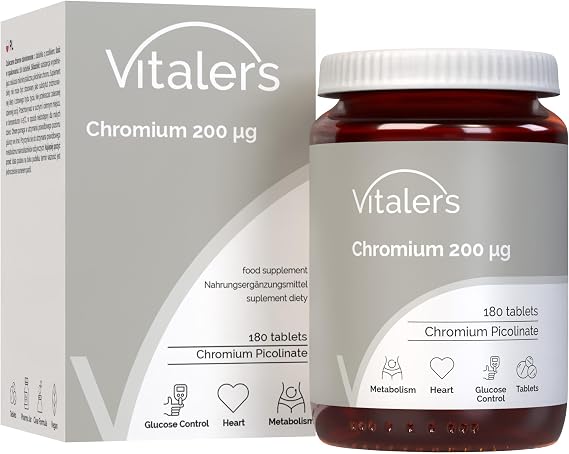 Vitaler's Chromium 200 µg - 180 Tablets, Vegan, 6 Months of Supplementation No Preservatives, Pure Composition
