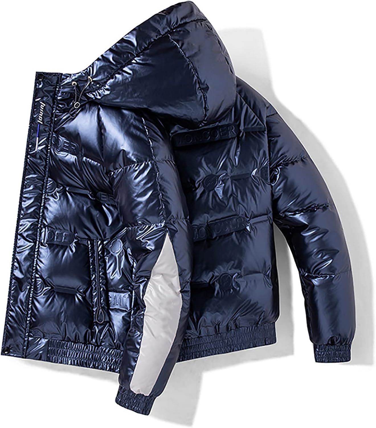Thicken Down Jacket Lightweight White Duck Down Short Winter Coat Hooded Shiny Men's Warm Clothing