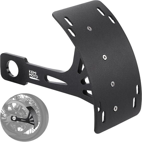 KEMIMOTO License Plate Bracket Curved Side Fit for Sportster Softail Dyna | Universal License Plate Clamp Holder Compatible with Cruiser Iron 883 1200 Street Glide Forty Eight Sportster s Sport Bike