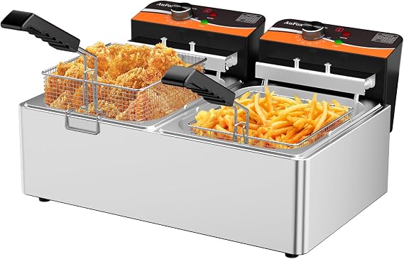 Commercial Deep Fryer, 20.7QT Countertop Fryer with Baskets for Restaurant