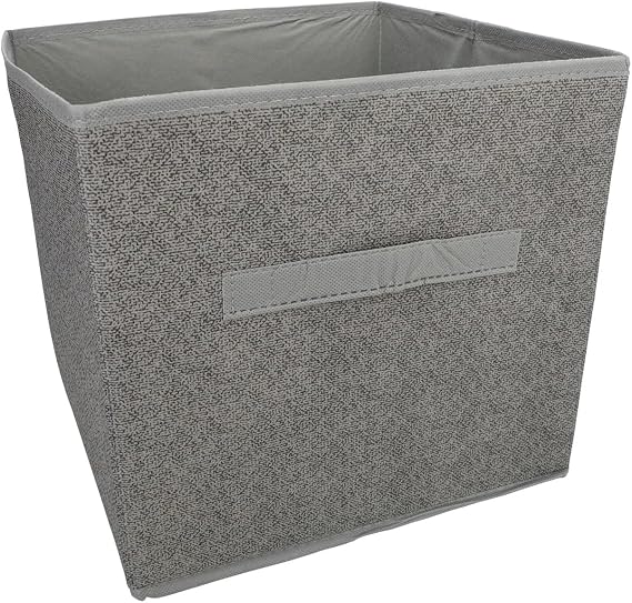Collapsible Storage Container with Pull Handle Grey 11 in x 10.5 in x 10.5 in (27.9 cm x 26.7 cm x 26.7 cm) by essentials