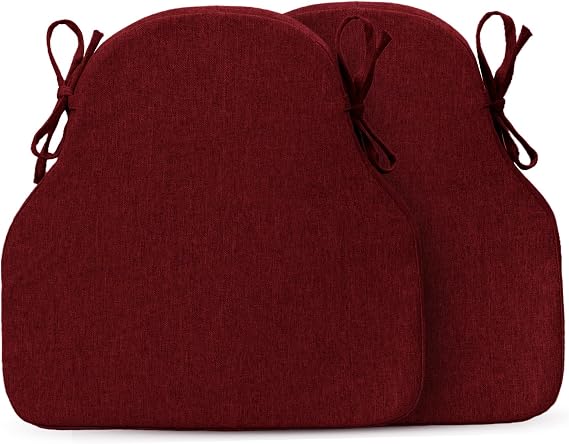 Windsor Chair Cushions for Dining Chairs Set of 2 Burgundy 17x16 Inch