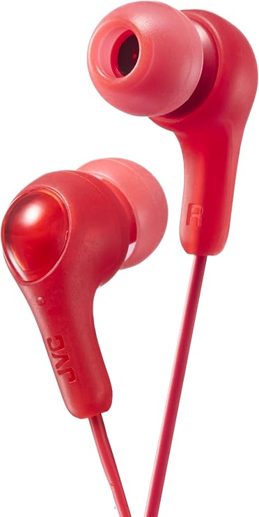 JVC Gumy in Ear Earbud Headphones, Powerful Sound, Comfortable and Secure Fit, Silicone Ear Pieces S/M/L - HAFX7R Red