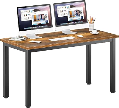 DlandHome 55 inches Computer Desk, Office Desk Computer Table Study Writing Desk Workstation for Home Office, Retro