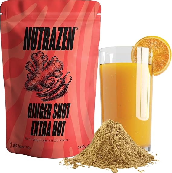 Ginger and Turmeric Extra Hot Shot Powder 100 Servings | Drink Powder with an Extra Chilli Kick | Natural Ingredients No Added Sugar | Mix with Water, Juice or Tea | 100g