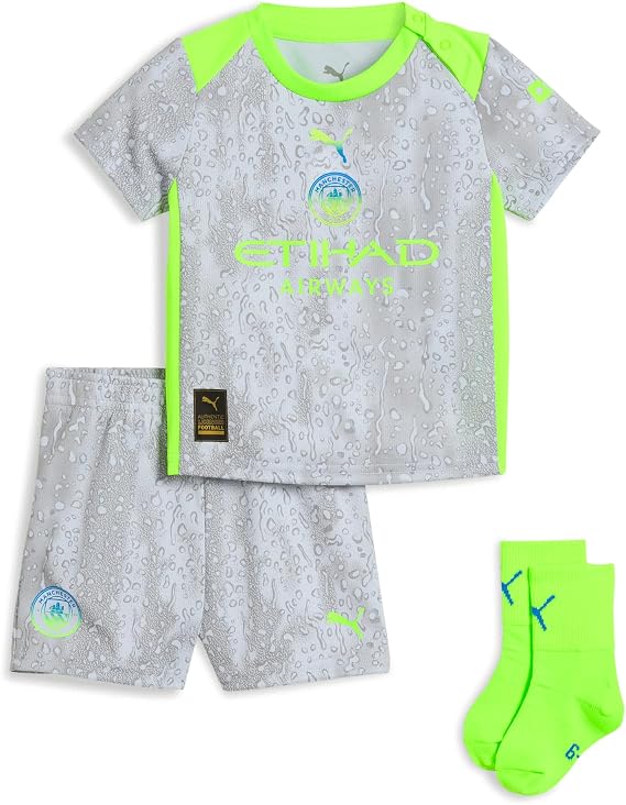 PUMA Manchester City Baby 2025/26 Third Kit - Green | Official 3-piece set; jersey, shorts & socks; dryCELL moisture-wicking; regular fit; breathable fabric