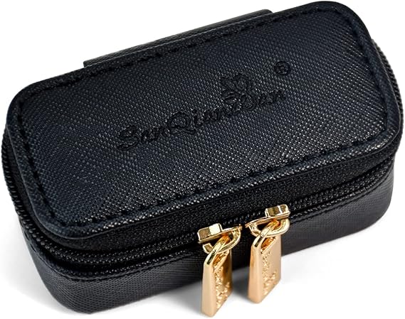 Luxury Mini Travel Ring Box Leather jewelry Case Organizer