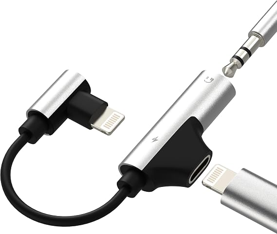 Lightning to 3.5mm Headphone Jack Adapter(2in1)for iPhone 14 13 Pro Max Dongle AUX Audio Cable Charger Splitter for Apple MFI Certified for iPad Connector Earphone Converter Car Auxiliary Accessories