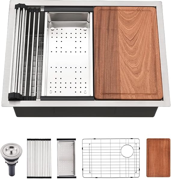 25 Inch Undermount Kitchen Sink Workstation