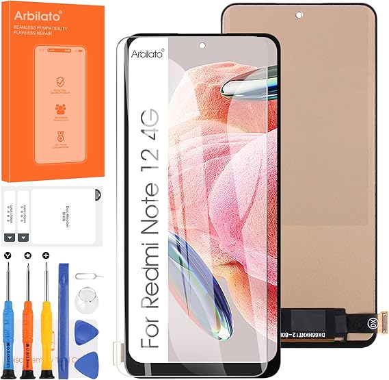 Incell Screen for Xiaomi Redmi Note 12 4G Screen Replacement for Redmi Note 12 4G LCD Screen 23021RAAEG Touch Display Digitizer Assembly Repair Parts No Frame(Black No Fingerprint Function
