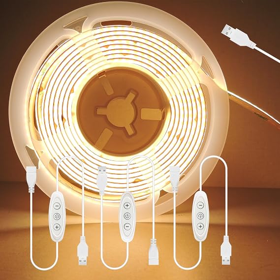 6ft Led Light Strip Warm White with USB Dimmer Switches for Indoor Decoration