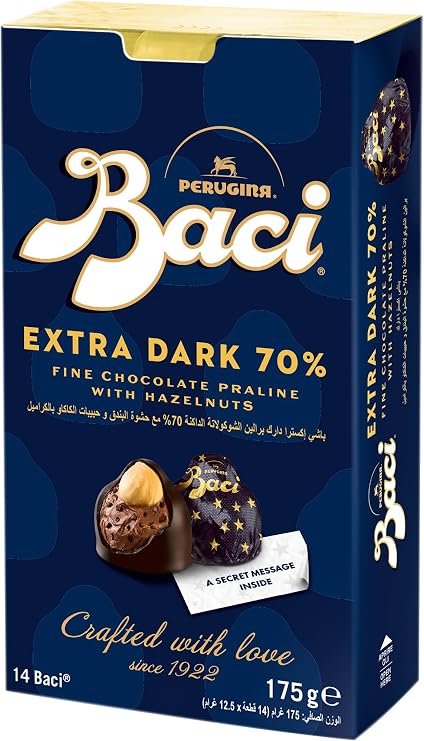 Baci Extra Dark Bijou, Dark Chocolate Truffles with Hazelnut, Box, Gluten Free, 175 g (Pack of 1)