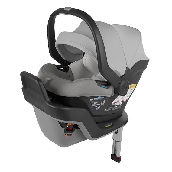 UPPAbaby Mesa Max Infant Car Seat/Base with Load Leg and Robust Infant Insert Included/Innovative Safety Features + Simple Installation/Direct Stroller Attachment/Anthony (White+Grey Chenille)