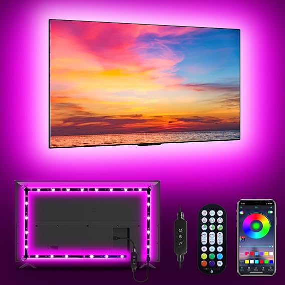 MATICOD LED Lights for TV Led Backlight, 9.84ft RGB Led Strip Lights USB TV Lights Behind 32-43in, APP Remote Control Music Sync TV Led Light for Bedroom Gaming Home Decor