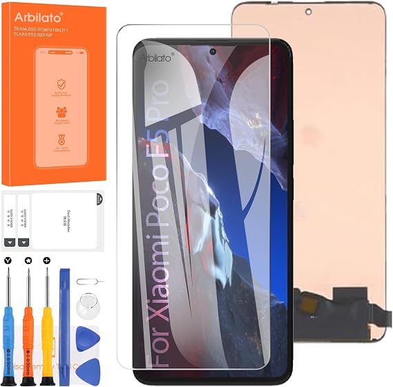 Incell Screen for Xiaomi Poco F5 PRO Screen Replacement for Xiaomi Poco F5 PRO LCD Screen 23013PC75G Touch Display Digitizer Assembly Repair Parts(Black No Frame