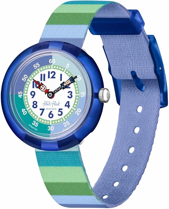 Flik Flak Boy Kids Watch Biosourced Quartz Waterproof Stripy Green