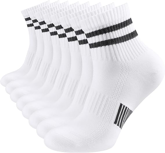 YOJOOM 8 Pairs Trainer Socks for Men Quarter Cotton Sports Socks for Men 9-12 6-9