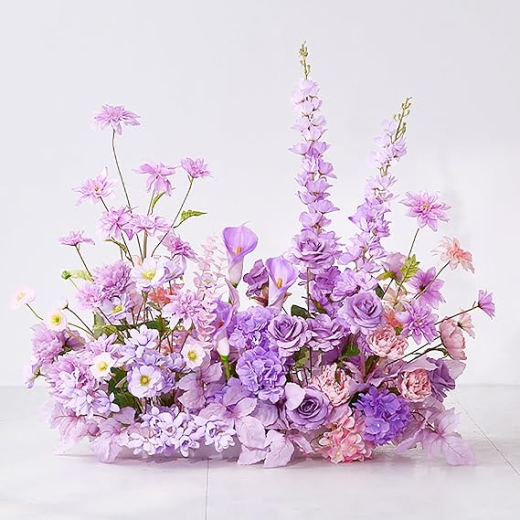 Artificial Wedding Fake Plants Flower, Free-Standing Artificial Plants Decor, Faux Plants for Ceremony Aisle, Event Entrance, Party or Office(Purple)