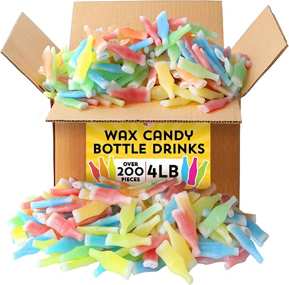 Wax Bottle Candy - 4 Pounds - Pastel Favors | Bulk Wax Candies - 90s Novelty Treats - Candy Drinks
