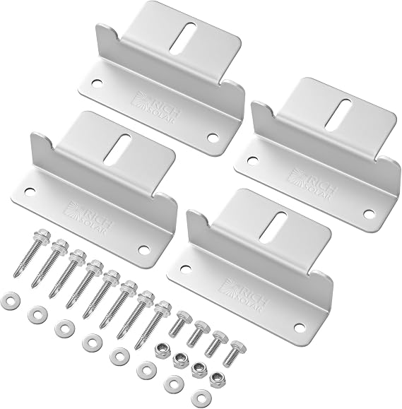 RICH SOLAR Solar Panel Mounting Hardware Z-Brackets with Screws for Roof RV Boat
