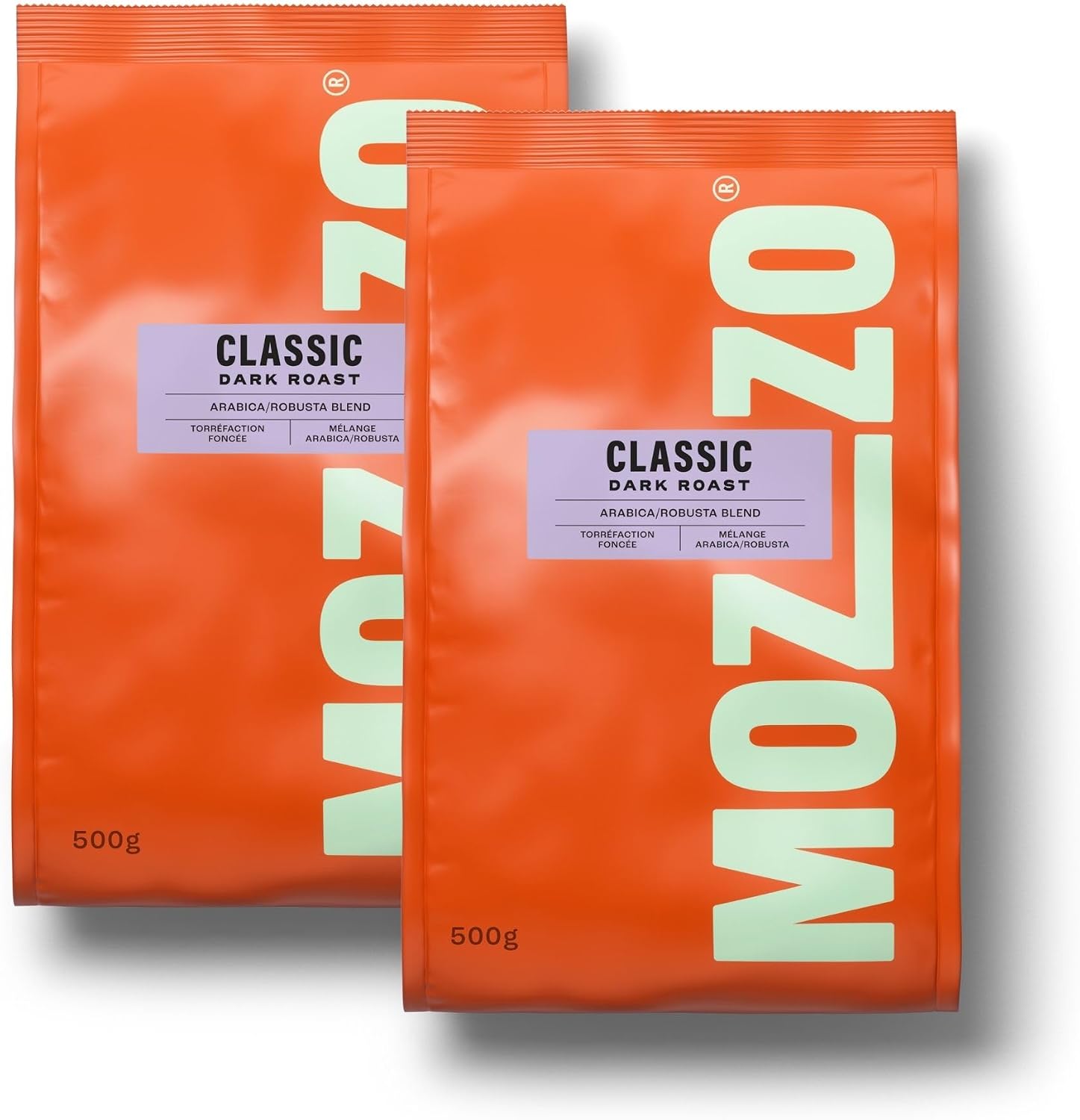 Mozzo Classic Espresso Coffee Beans | Dark Roast 80% Arabica, 20% Robusta Whole Beans | 2 x 500g Bags | Rich, Smooth Flavour | Suitable for Espresso Coffee Machines & Moka Pots | Roasted in the UK