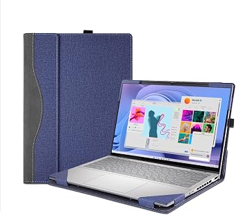 Laptop Case Cover for Dell 14 Plus DB14250 & Pro 14 PC14255/PC14250 & Pro14 Plus PB14250 /PB14255 Sleeve,PU Leather Protective Shell Notebook PC Bag Accessories (Dark Blue)