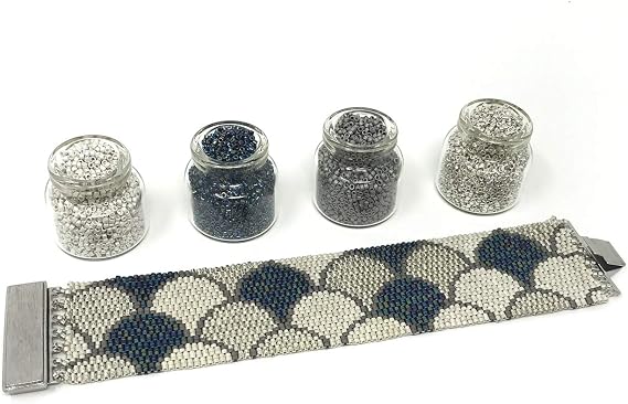 DIY Beading Kit | Silver Scales Beading Kit | Beaded Bracelet Includes All Jewelry Making Kit Supplies | DIY Kit | Peyote Bracelet | Beading Patterns | Christmas Gift
