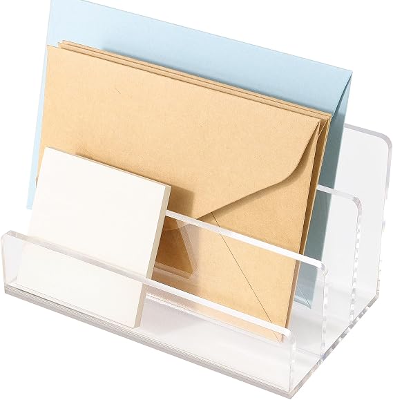 Acrylic File Organizer for Desk, 3 Sections Mail Sorter Organizer Holder, Acrylic Desk Organizer for Document, Letter, Notebook