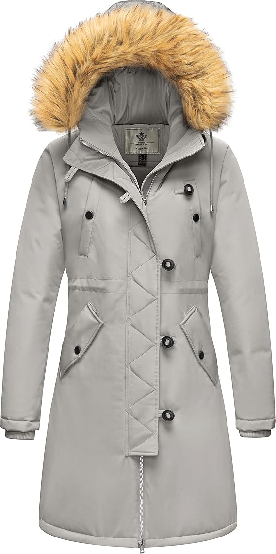 WenVen Women's Winter Waterproof Thicken Puffer Jacket Parka Coat with Fur Hood