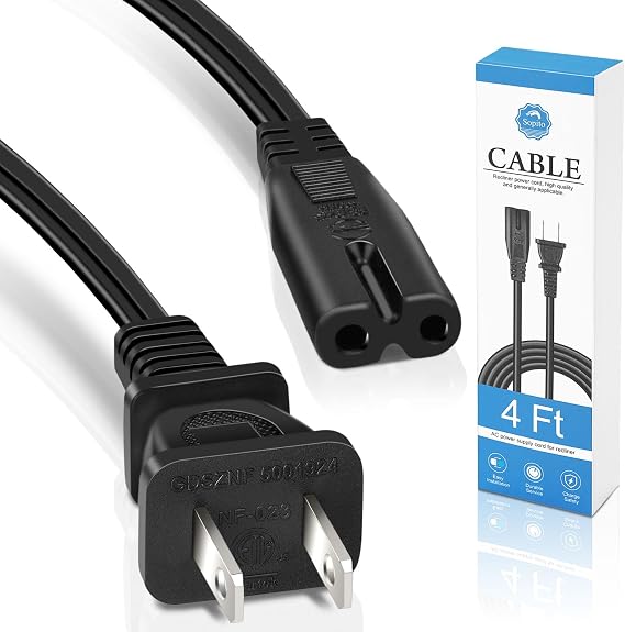 Sopito Recliner Power Cord Replacement, 4ft 2 Prong AC Cord for Lift Chair