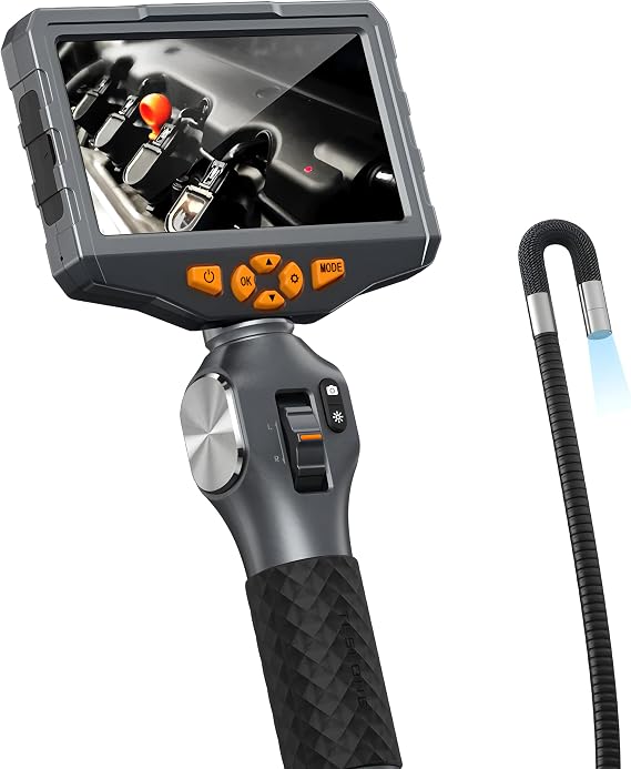 Borescopes endoscopes TD500 inspect camera dual lens 6.2MM Articulating Borescope 1080P 5 Inch IPS Two Way 360° Steering Endoscope Video Inspection Camera with WIFI