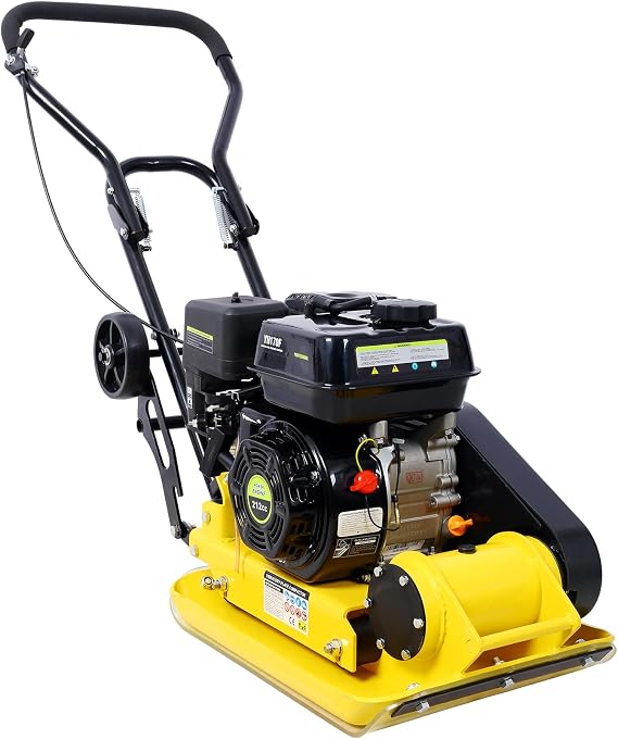 Plate Compactor,212CC 7 HP Gas Engine, 5500VPM Soil Compactor, 20X14" in Plate Power Jumping Jack Tamper, Compaction Tamper for Asphalts, Paver Landscaping - compactadora de tierra (Yellow)