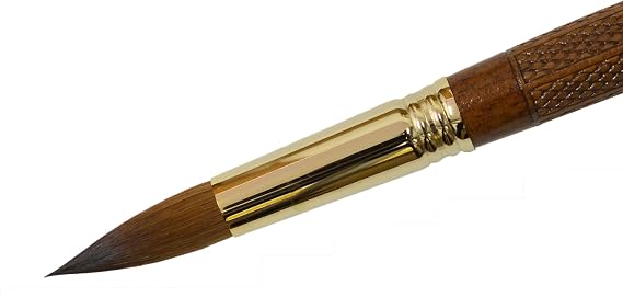Escoda Reserva 2420 Series Artist Oil & Acrylic Long Handle Paint Brush, Pointed Round, Size 18, Pure Kolinsky