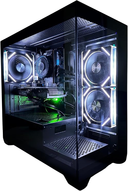High-Performance Desktop PC - AMD RYZEN 5 5600X • 16GB RAM • RTX 3050 6GB • 1TB SSD NVME - Gaming Tower with RGB Case, Advanced Cooling & Windows 11 (Black, AMD R5 5600 (RTX 3050))
