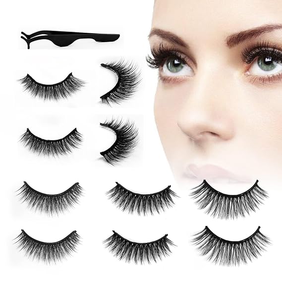 10 Pcs Reusable Self Adhesive Eyelashes, No Glue Eyelashes and Waterproof Wispy Lashes with Tweezers,Self-Adhesive False Eyelashes Natural Look