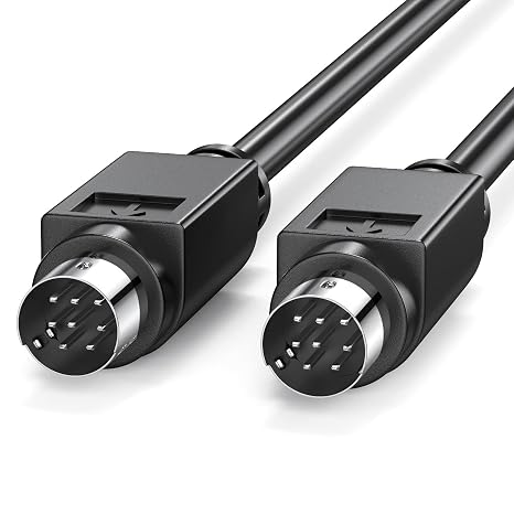 Mini DIN 8pin Male to Male Cable 6ft,Serial Cable,Premium Copper Wire PLC Touch Screen Cable for JVC Subwoofer Replacement - Home Theater Audio (Black)